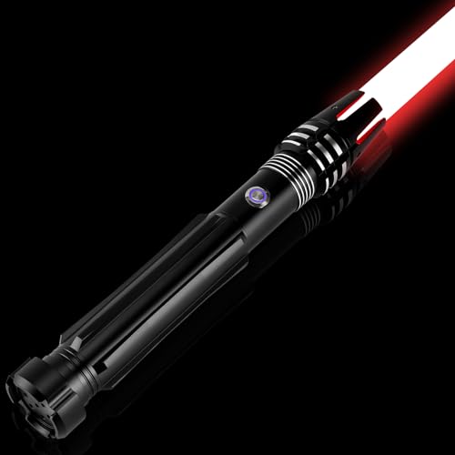 X-TREXSABER Glatter Schwung Lichtschwert mit Bewegungskontrolle 12 RGB Farben und 16 Sound Fonts Lightsaber, Griff Schwere Duell laserschwert für Erwachsene Tag Der Kinder Cosplay - Schwarz von X-TREXSABER