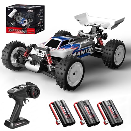 X-Verse Ferngesteuertes Auto, 1:16 Bürstenloser Motor 60KM/H 4 WD Schnelles Rennauto, 2.4 GHz Offroad RC Car, Geschenk für Kinder Erwachsene, 3 Batterien(Blau) von X-Verse