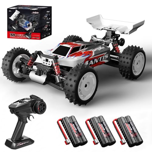 X-Verse Ferngesteuertes Auto, 1:16 Bürstenloser Motor 60KM/H 4 WD Schnelles Rennauto, 2.4 GHz Offroad RC Car, Geschenk für Kinder Erwachsene, 3 Batterien(Rot) von X-Verse