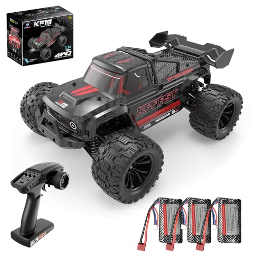 X-Verse KF18 1:14 Ferngesteuertes Autos Bürstenlose, 70 KM/H Schnelle RC Autos, 2.4GHz 4WD All Terrain Offroad RC Truggy RC Truck für Erwachsene, 3 Batterien(Schwarz) von X-Verse