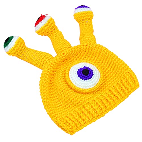 Big Eye Beanie Skulli Hut Lustige Party Hut Häkelmütze Strickmütze Fotografie Prop Niedlich Lustige Beanie Party Gelb 5 1/8-5 3/8 von XAGMODSHN