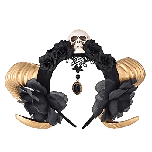 Halloween Schafhorn Haarreif Böse Band Cosplay Kostüm Hexe Kopfschmuck Zubehör für Mädchen von XAGMODSHN