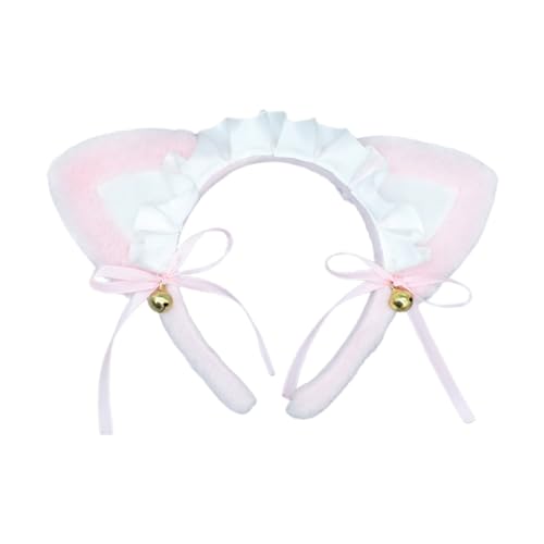 Maid Lace Hairhoop Plüsch Katzenohren Schleife Stirnband Cosplay Kostüm Halloween Party Kopfschmuck Frauen Anime Kopfbedeckung von XAGMODSHN