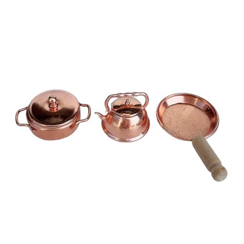Metall-Utensilien-Set für Miniatur-Küche, Maßstab 1:12, inklusive Bratpfanne und Stielkasserolle mit detaillierter Handwerkskunst, Sammlerstück, Puppenhäuser, Küchenzubehör Metall-Utensilien-Set für Miniatur-Küche, Maßstab 1:12, inklusive Bratpfanne und Stielkasserolle mit detaillierter Handwerkskunst, Sammlerstück, Puppenhäuser, Küchenzubehör von XAGMODSHN