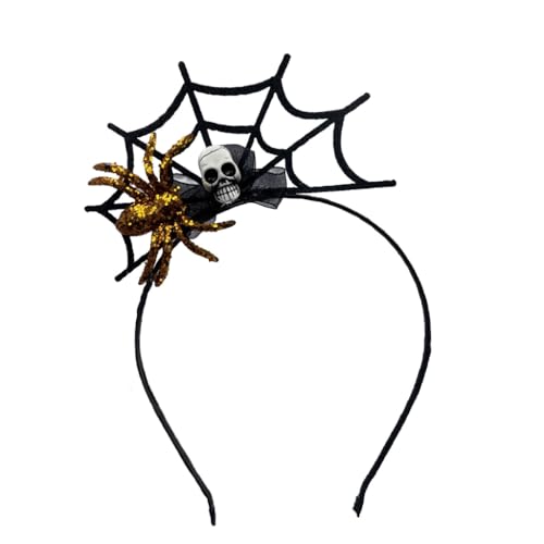 Punk Frauen Live-Broadcast-Haarband mit Totenkopf-Dekoren, elegante Spinnennetz-Dekorationen, Stirnbänder, Halloween-Haarreifen für Teenager von XAGMODSHN