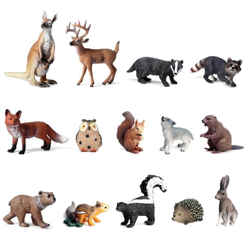 XAGMODSHN 10/14/16pcs Wildtiere Plastikmodelle Simulation Bären Stinktier Wolf Modell Actionfigur Figuren Kinder Kognition Spielzeug von XAGMODSHN