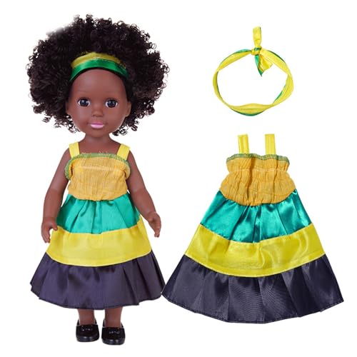 XAGMODSHN 14inch Schwarzes Puppenleben Wie Wiedergeborene Spielzeug Kleinkinder Mädchen Afrikanische Mit Kleid Rollenspiel Spiel Spielzeug Kinder Geburtstag Geschenk von XAGMODSHN