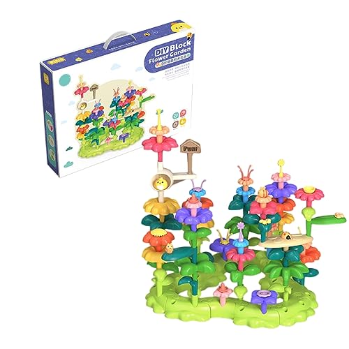 XAGMODSHN Blumengarten Bausteine Spielzeug Blume Baustein Gartenarbeit Pretend Spielzeug Stapelspiel für Kleinkind STEM Spielzeug von XAGMODSHN