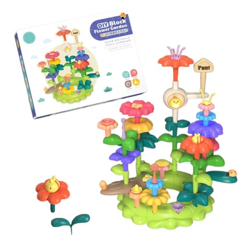 XAGMODSHN Blumengarten Bausteine Spielzeug Blume Baustein Gartenarbeit Pretend Spielzeug Stapelspiel für Kleinkind STEM Spielzeug von XAGMODSHN