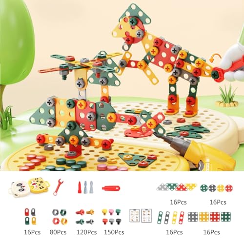 XAGMODSHN Bohrschraube 3D Puzzle Spielzeug für Kinder Bausteine Spielzeug Kinder Elektrische Bohrmaschine Set Jungen Lernspielzeug von XAGMODSHN