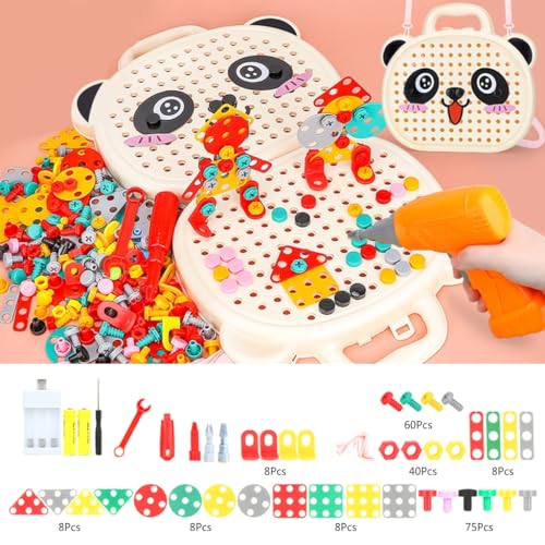 XAGMODSHN Bohrschraube 3D Puzzle Spielzeug für Kinder Bausteine Spielzeug Kinder Elektrische Bohrmaschine Set Jungen Lernspielzeug von XAGMODSHN