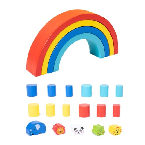 XAGMODSHN Bunte Regenbögen, Bausteine, Tier-Bausteine, Balancing-Geometrie-Spielzeug, pädagogisch für Kinder, Geometrie-Lernen von XAGMODSHN