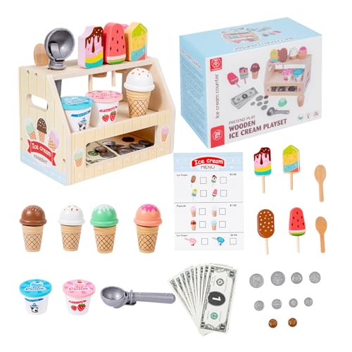 XAGMODSHN Hölzerne Tadende Spiele Ice Creme Set Set for Kids Rollen Spiele Lern Feinmotor Fähigkeiten Hölzern Kasseschalter Mit Münzen Und Speisekarte XAGMODSHN Hölzerne Tadende Spiele Ice Creme Set Set for Kids Rollen Spiele Lern Feinmotor Fähigkeiten Hölzern Kasseschalter Mit Münzen Und Speisekarte von XAGMODSHN