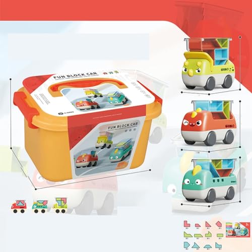 XAGMODSHN Kinder Baustein Auto Spielzeug Dinosaurier Spielfahrzeug Logisches Denken Puzzle Block Truck Spielzeug für pädagogische von XAGMODSHN