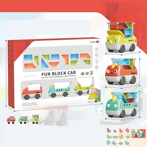 XAGMODSHN Kinder Baustein Auto Spielzeug Dinosaurier Spielfahrzeug Logisches Denken Puzzle Block Truck Spielzeug für pädagogische von XAGMODSHN