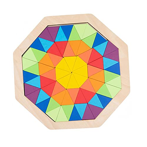 XAGMODSHN Regenbogen-Stapel-Set aus Holz, geometrischer Brettblock, 3D-Puzzles, pädagogisches Stapelblock-Set für Kinder von XAGMODSHN