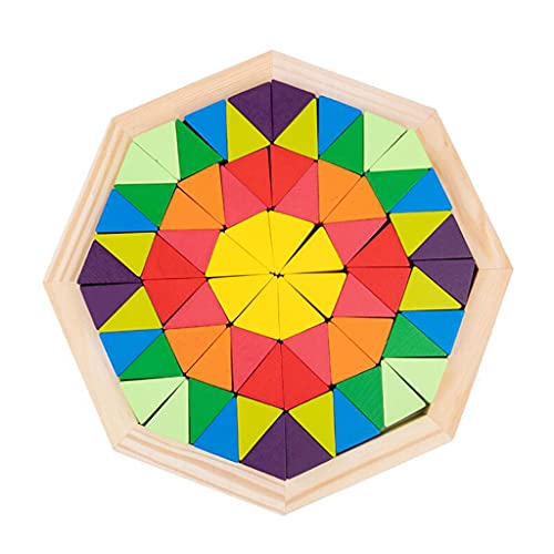 XAGMODSHN Regenbogen-Stapel-Set aus Holz, geometrischer Brettblock, 3D-Puzzles, pädagogisches Stapelblock-Set für Kinder von XAGMODSHN