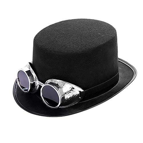 XAGMODSHN Steampunk Herren Hut Gay Top Hat Jazz Hut Gothic Steampunk Zylinder für Männer Rutschfester Hut Karneval Nachtclub von XAGMODSHN