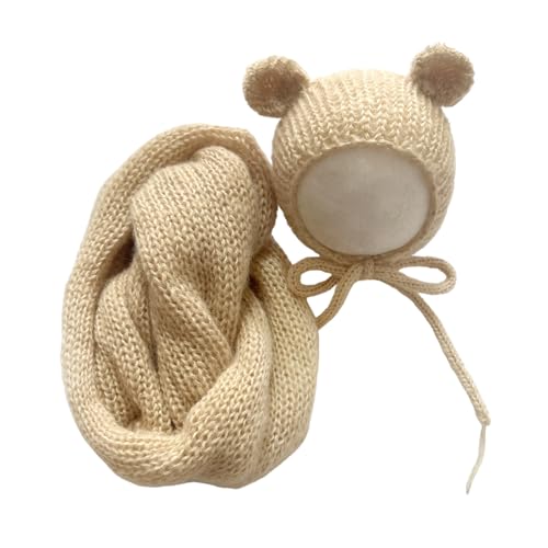 XAGMODSHN Süßes Baby-Bär-Kostüm-Set für Neugeborene, Mohair-Wickel und Mütze, Set mit Bären-Thema, Outfit für Fotoshootings, Häkeln XAGMODSHN Süßes Baby-Bär-Kostüm-Set für Neugeborene, Mohair-Wickel und Mütze, Set mit Bären-Thema, Outfit für Fotoshootings, Häkeln von XAGMODSHN