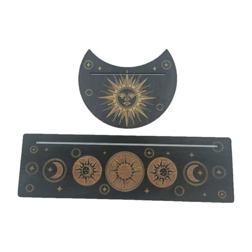 XAGMODSHN Tragbarer Tarotkartenständer aus Holz, rechteckig, Mondform, Tarot-Basis, Display-Tablett, Hexen-Wahrsagungswerkzeug, Tarotzubehör von XAGMODSHN