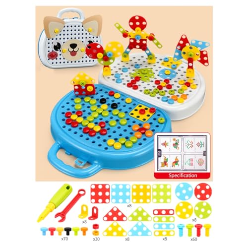 XAGMODSHN Werkbank Spielzeug Pädagogisches Bohrspielzeug 3D-Puzzle Entwicklungs-Pegboard Bausteinspielzeug für Kleinkind von XAGMODSHN