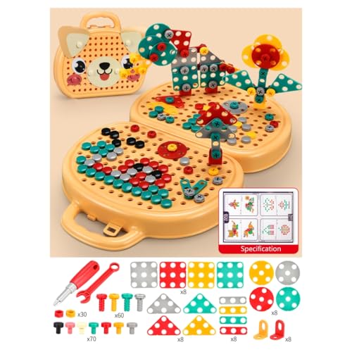 XAGMODSHN Werkbank Spielzeug Pädagogisches Bohrspielzeug 3D-Puzzle Entwicklungs-Pegboard Bausteinspielzeug für Kleinkind von XAGMODSHN