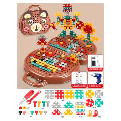 XAGMODSHN Werkbank Spielzeug Pädagogisches Bohrspielzeug 3D-Puzzle Entwicklungs-Pegboard Bausteinspielzeug für Kleinkind von XAGMODSHN