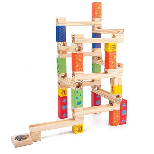 XAGMODSHN Wooden Race Track Game Marble Runs Toy Bead Adventure Toy for Kids Construction Building Block STEM Maze Toy von XAGMODSHN