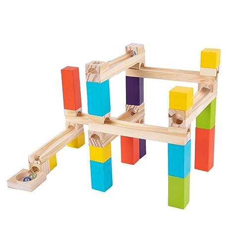 XAGMODSHN Wooden Race Track Game Marble Runs Toy Bead Adventure Toy for Kids Construction Building Block STEM Maze Toy von XAGMODSHN