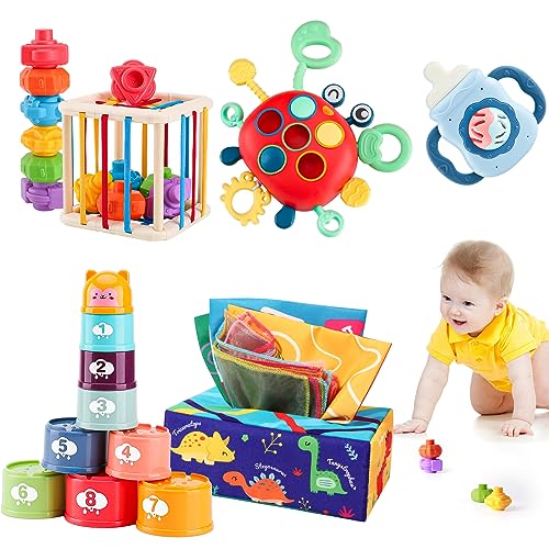 XAZASTOV Baby Spielzeug ab 6 9 12 18 Monate, 5 in 1 Montessori Spielzeug ab 1 2 3 Jahr, Motorikspielzeug Lernspielzeug für Kleinkinder Sensorisches Babyspielzeug ab 6-12 Monate für Junge Mädchen von XAZASTOV