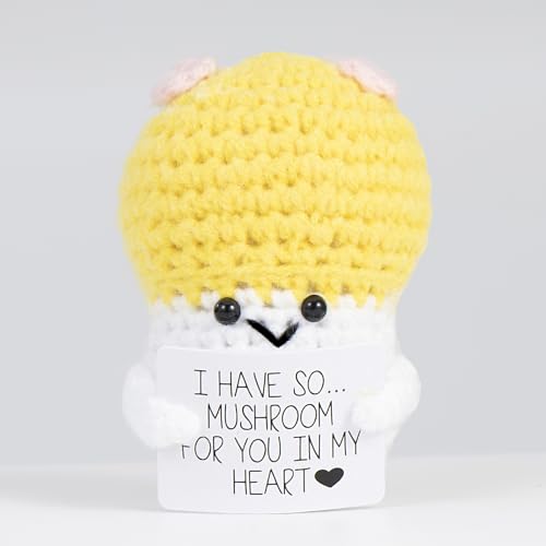 XBOCMY Emotional Support Mushroom,Mini Knitted Mushroom Doll with Emotional Card, Good Luck Gifts, Funny Gifts, Positive Gifts Pocket Hug Knitted Wool Mushroom for Birthday Gift Party Decoration von XBOCMY