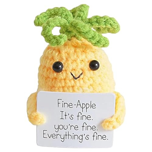 XBOCMY Handmade Emotional Support Knitted Gift, Mini Knitted Pineapple Doll with Emotion Card, Good Luck Gifts, Funny Gifts, Positive Gifts Pocket Hug Knitted Wool Pineapple for Birthday Gift von XBOCMY