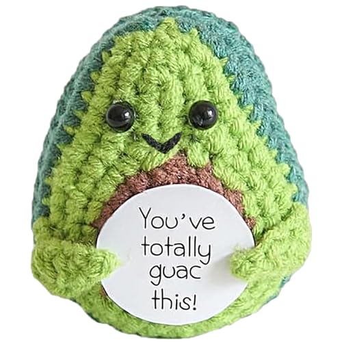 XBOCMY Pocket Hug Positive Avocado, Kreative Strickwolle Avocado Puppe, Mutmacher Geschenk, Gute Besserung Geschenk, Glücksbringer Prüfung Geschenk von XBOCMY