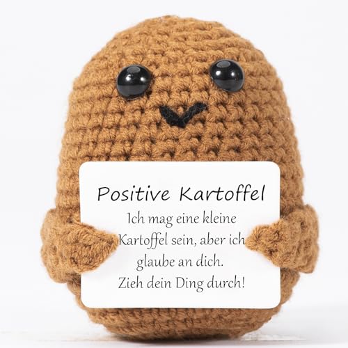 XBOCMY Pocket Hug Positive Kartoffel, Kreative Strickwolle Kartoffel Puppe, Geschenke für Frauen, Mutmacher Geschenk, Gute Besserung Geschenk, Glücksbringer Prüfung Geschenk von XBOCMY