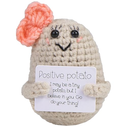 XBOCMY Pocket Hug Positive Kartoffel, Kreative Strickwolle Kartoffel Puppe mit Positiver Energiekarte, Mutmacher Geschenk, Beste Freundin Geschenke für Freundin Kleine Geschenke für Frauen von XBOCMY