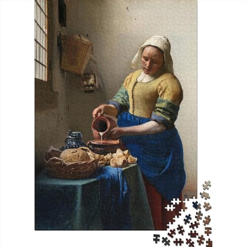 Johannes Vermeer Weltberühmte Gemälde 1000 Teile Puzzle Für Teenager Erwachsene, The Milkmaid Holz Puzzle, Lustige Gemälde Puzzles Piele, Impossible Puzzlespiel Für Die Ganze Familie von XCOFG