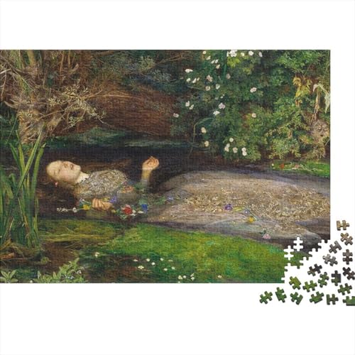 John Everett Millais Puzzle, Weltberühmte Gemälde Puzzles Personalisiert 1000 Teile Für Jungen Mädchen Holzpuzzle, Ophelia Puzzlespiel Farbenfrohes, Museums Puzzles von XCOFG