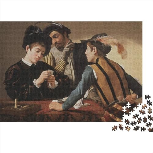 Museums Cardsharps Caravaggio 1000 Teile Puzzles Für Weltberühmte Gemälde Holz-Puzzle Lernen Lernspielzeug Familienspiele Geschenke Für Heimdekoration Für Erwachsene 1000 Stück von XCOFG