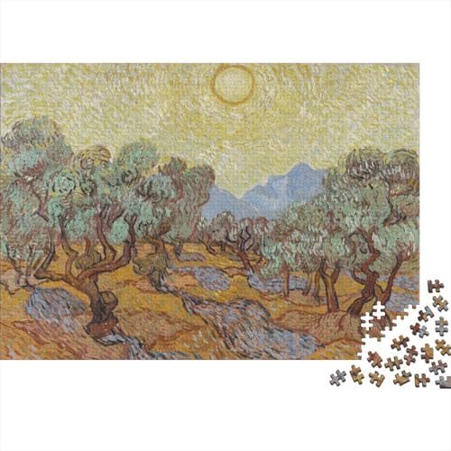 Olive Trees with Yellow Sky Sun Puzzle, Museums Puzzles Personalisiert 1000 Teile Für Jungen Mädchen Holzpuzzle, Kunst Puzzlespiel Farbenfrohes, Gemälde Puzzles von XCOFG