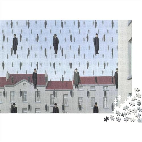 Rene Magritte Museums Puzzles 1000 Teile Für Erwachsene Teenager, Weltberühmte Gemälde Hölzernes Puzzle Für Familienspiel, Golconda Puzzlespiel 1000 Pcs von XCOFG