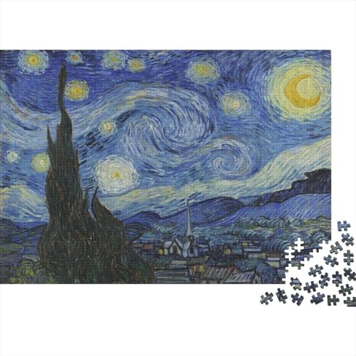 The Starry Night Holz Puzzlespiel Für Erwachsene, 1000 Teile, Kunst Impossible Puzzle, Übung Für Den Geist, Interaktives Klassische Museums Puzzles von XCOFG