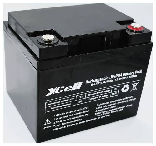 XCell LFP1250 Spezial-Akku LiFePo-Block Schraubkontakt LiFePO 4 12.8V 50Ah von XCell