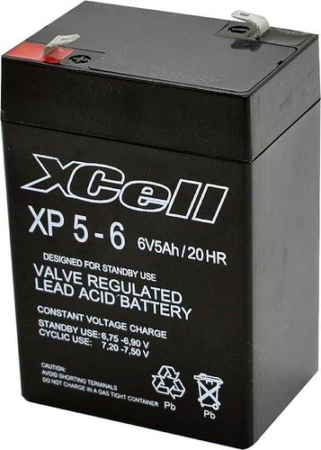 XCell XP 5 - 6 XCEXP56 Bleiakku 6V 5Ah Blei-Vlies (AGM) (B x H x T) 70 x 107 x 47mm Flachstecker 4.8 von XCell