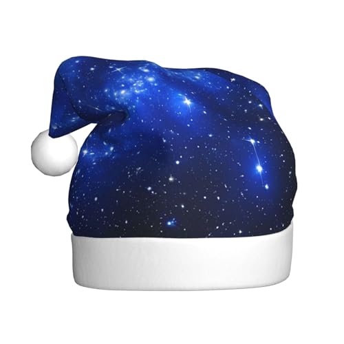 XDCYWBZDBC Blaue glänzende Sterne Erwachsene Weihnachtsmütze Weihnachtsmütze Weihnachtsparty Weihnachtsmütze Winter Plüsch Ball Weihnachtsmütze Unisex Erwachsene Nikolausmütze Verwendet Sor Neujahr von XDCYWBZDBC