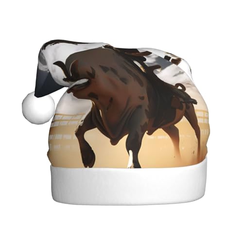 XDCYWBZDBC Coole Bullreitende Weihnachtsmütze für Erwachsene, Weihnachtsparty, Weihnachtsmütze, Winter, Plüschball, Weihnachtsmütze, Unisex, Erwachsene, Weihnachtsmannmütze, gebraucht, für Neujahr, von XDCYWBZDBC