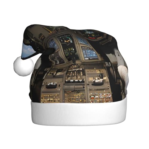 XDCYWBZDBC Flugzeug-Cockpit-Weihnachtsmütze für Erwachsene, Weihnachtsmütze, Weihnachtsmütze, Winter, Plüschball, Weihnachtsmütze, Unisex, Erwachsene, Weihnachtsmannmütze, gebraucht, für Neujahr, von XDCYWBZDBC