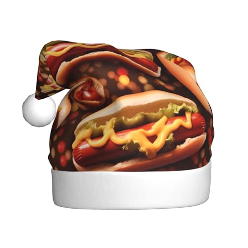 XDCYWBZDBC Fun Food Hot Dogs Erwachsene Weihnachtsmütze Weihnachtsmütze Weihnachten Party Weihnachtsmütze Winter Plüsch Ball Weihnachtsmütze Unisex Erwachsene Nikolausmütze Used Sor Neujahr Urlaub von XDCYWBZDBC