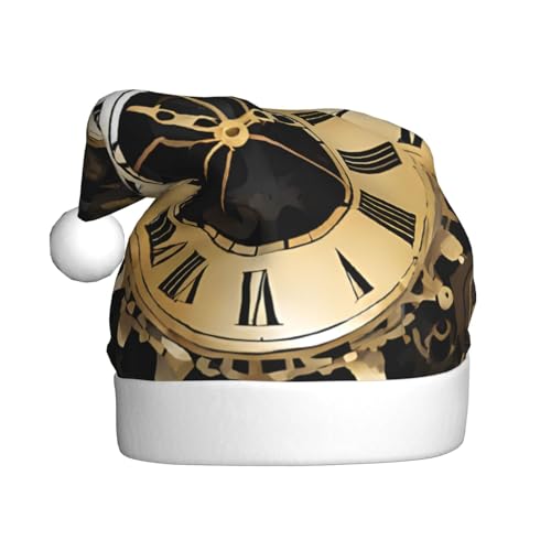 XDCYWBZDBC Gears Clock Bronze Century Adult Christmas Hat Christmas Party Christmas Hat Winter Plush Ball Christmas Hat Unisex Adult Santa Hat Used Sor New Year Holiday Party Ornaments von XDCYWBZDBC