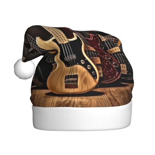 XDCYWBZDBC Gitarre Bass Musik Musikinstrumente Erwachsene Weihnachtsmütze Weihnachten Party Weihnachtsmütze Winter Plüsch Ball Weihnachtsmütze Unisex Erwachsene Nikolausmütze Verwendet Sor Neujahr von XDCYWBZDBC