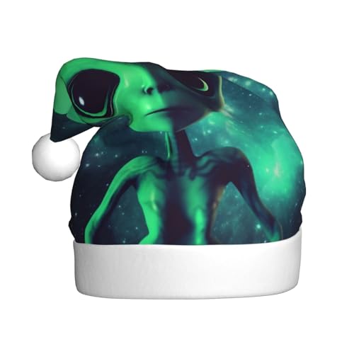 XDCYWBZDBC Grüne Alien-Weihnachtsmütze für Erwachsene, Weihnachtsparty, Weihnachtsmütze, Winter, Plüschball, Weihnachtsmütze, Unisex, Erwachsene, Weihnachtsmannmütze, gebraucht, für Neujahr, Urlaub, von XDCYWBZDBC